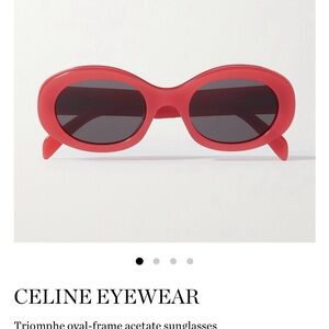 🎁SOLD BNWT Celine Triomphe oval-frame acetate sunglasses in red/pink